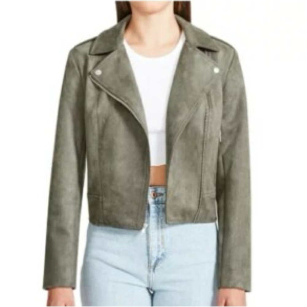 BB DAKOTA STEVE MADDEN VEGAN FAUX SUEDE MOTO JACKET